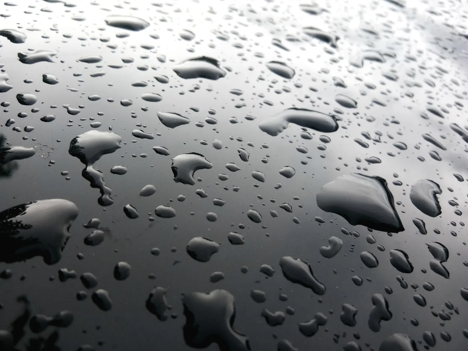 Wasserperlen auf poliertem Lack